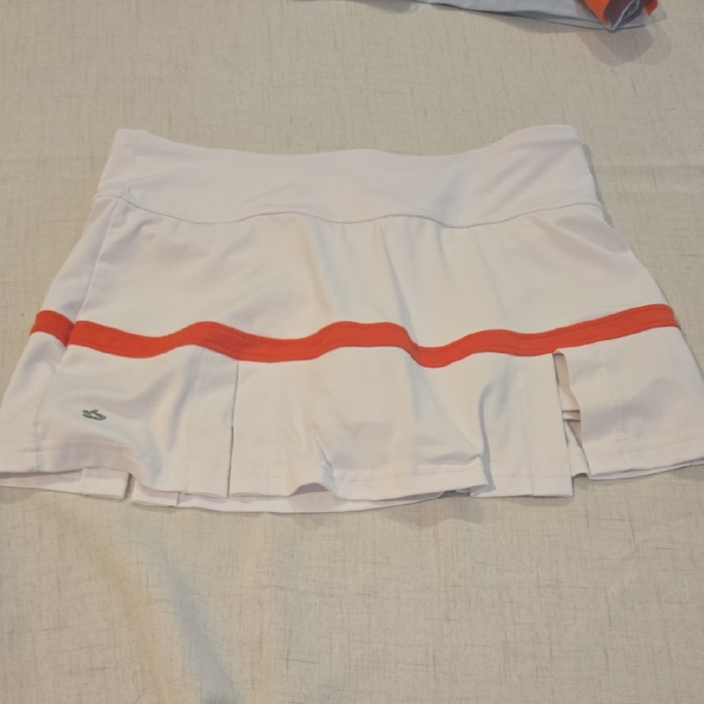 Bolle Tennis Xs White and Red Pleated Skort